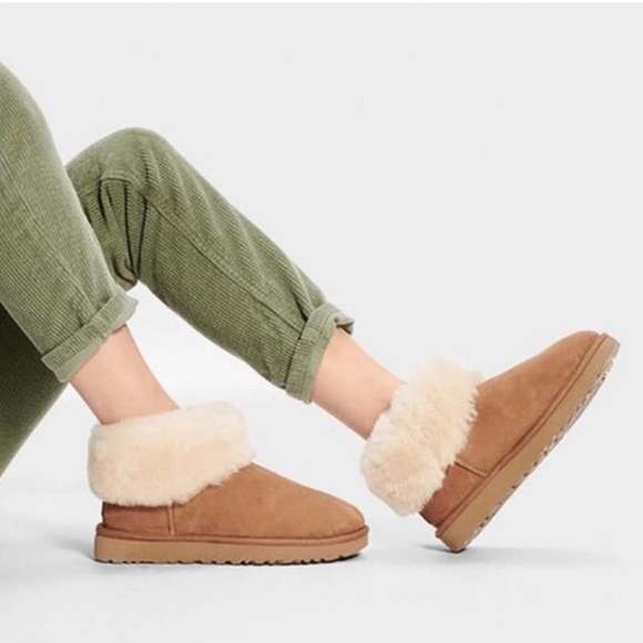 Authentic UGG® Classic Boots Mini Fluff Suede Sheepskin Bootie Chestnut 6 - Picture 4 of 10